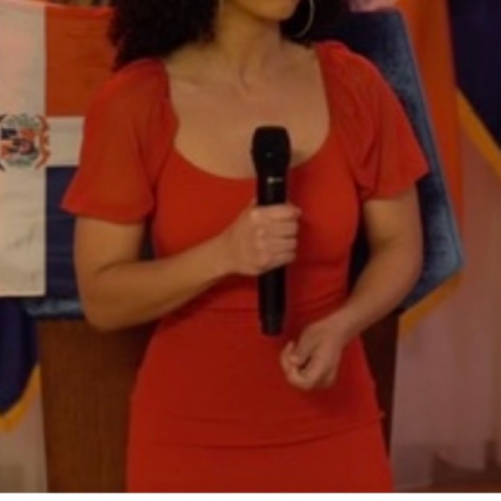 Red midi dress from PrettyLittle Thing. LIKE NEW, only worn once.